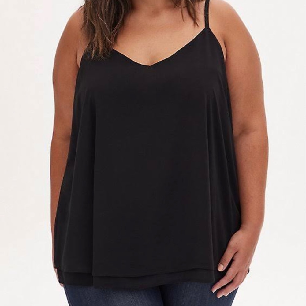 BLACK CHIFFON DOUBLE LAYER SWING CAMI